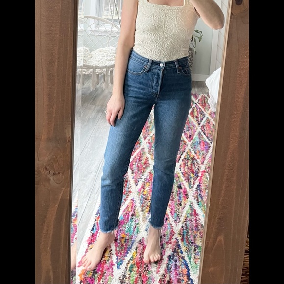 Levi’s wedgie white oak cone denim fringed hem 26 - Picture 10 of 15